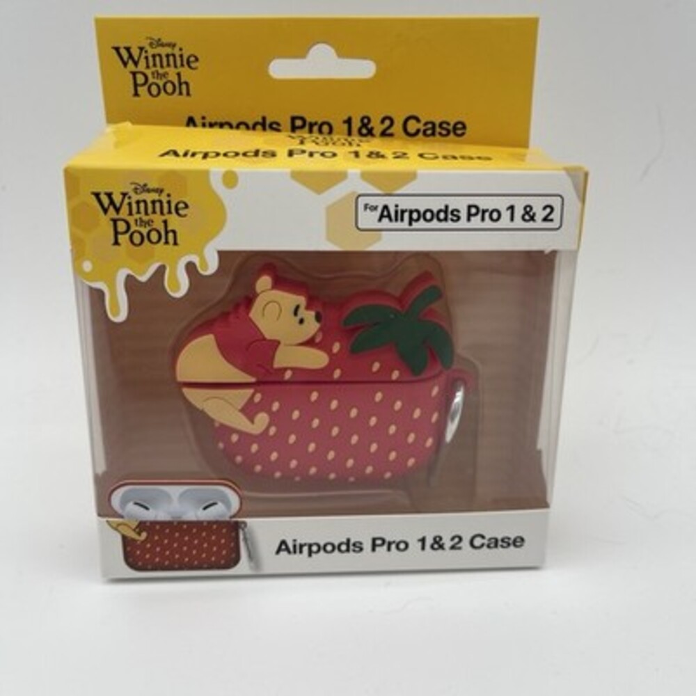 Disney Winnie the Pooh AirPods Pro 1 & 2 Case Cover Strawberry With Clip